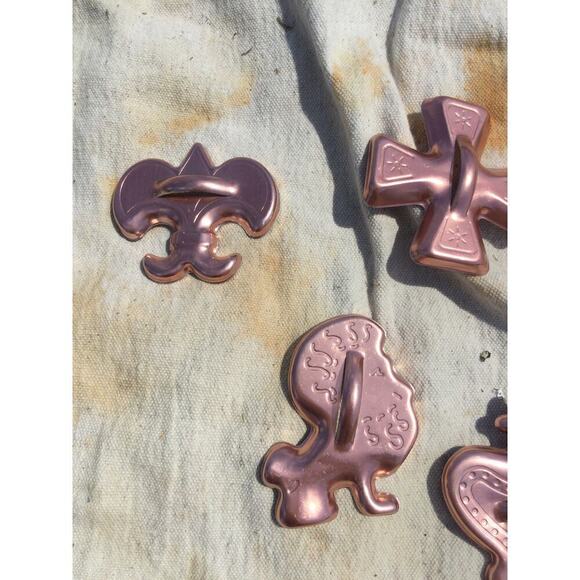 Vtg copper cookie cutters set 5 Royal crown regalia farmhouse country mardi gras - Picture 3 of 6